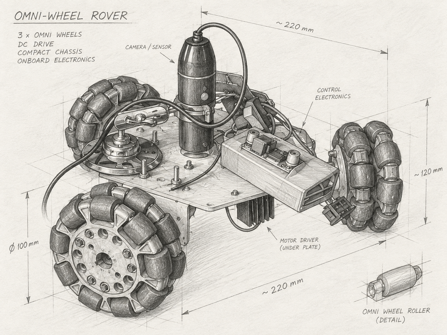 Sandrilla ROBIX competition robot — CAD view